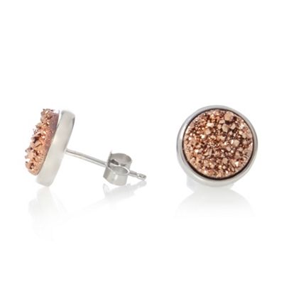 Designer sterling silver rock stud earrings